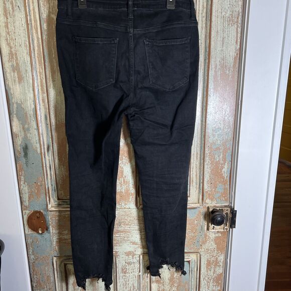 Flying Monkey Black Jeans Women's 32 Chew Hem Button Fly Stretch High Rise - Picture 8 of 12